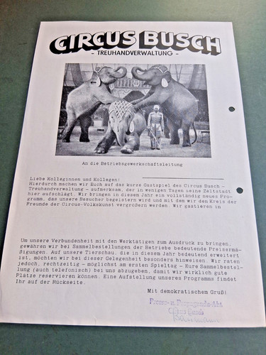 1952 ddr werbebrief zirkus - ddr,