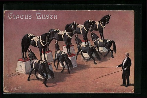 Künstler zirkus busch - künstler-ak,